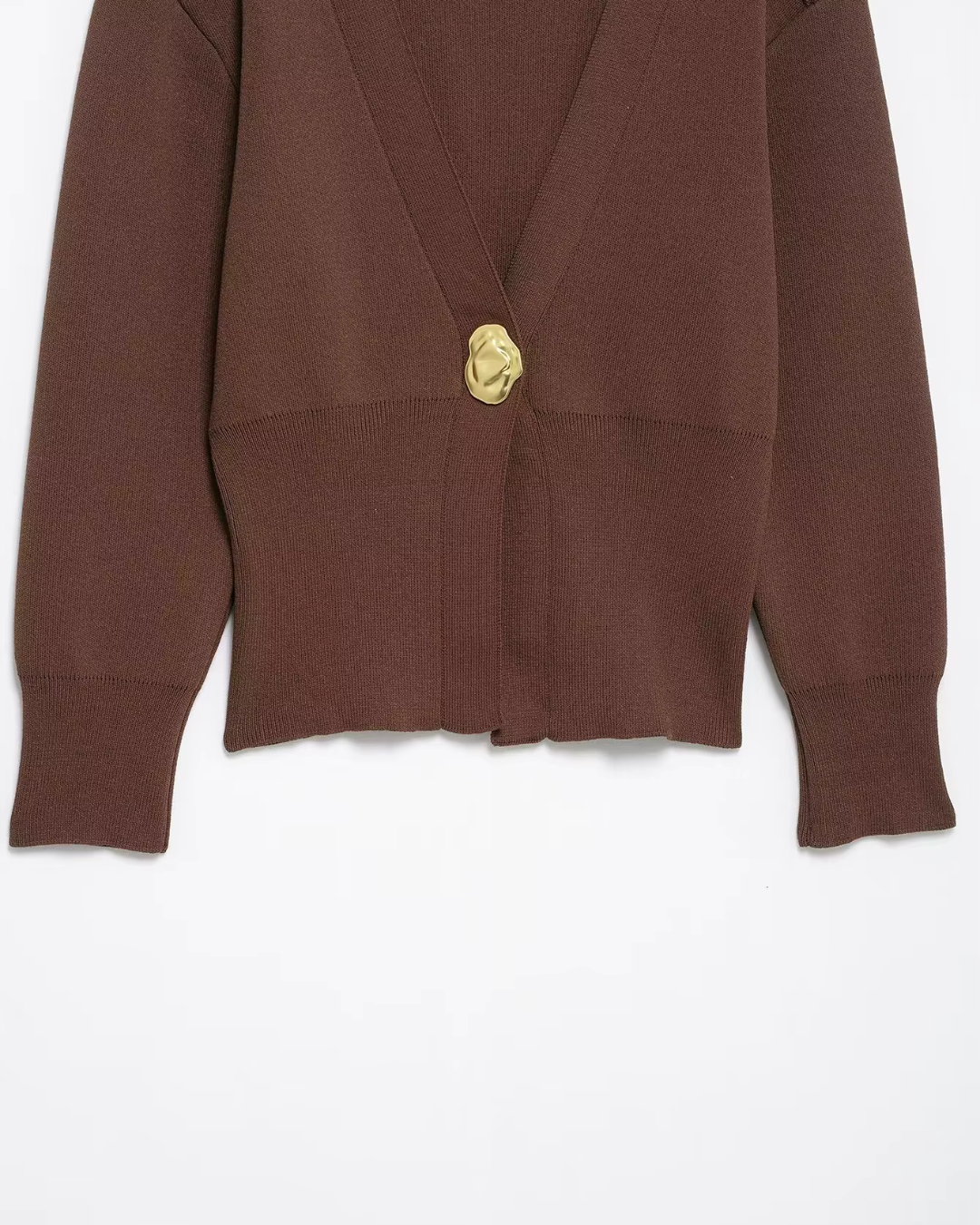 Elegante Gebreid V-hals Vest met Lange Mouwen voor Dames