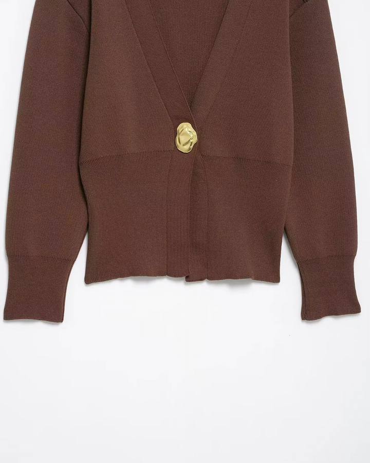 Elegante Gebreid V-hals Vest met Lange Mouwen voor Dames