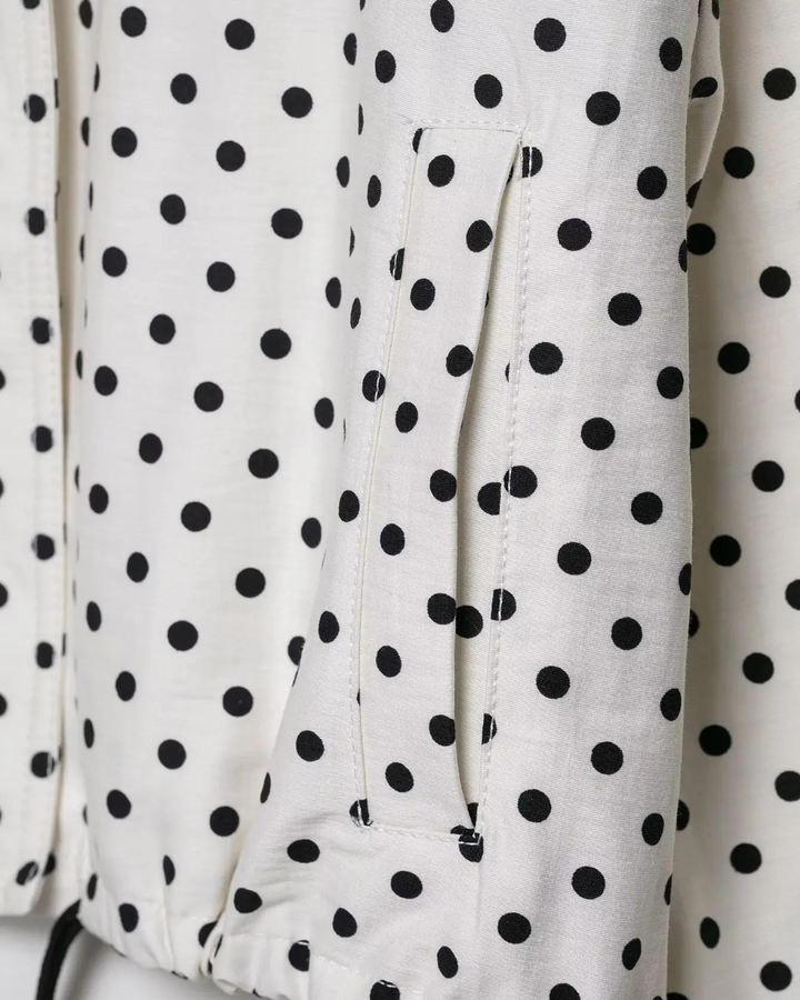Polka Dot Herfstjas met Rits en Zakken voor Dames
