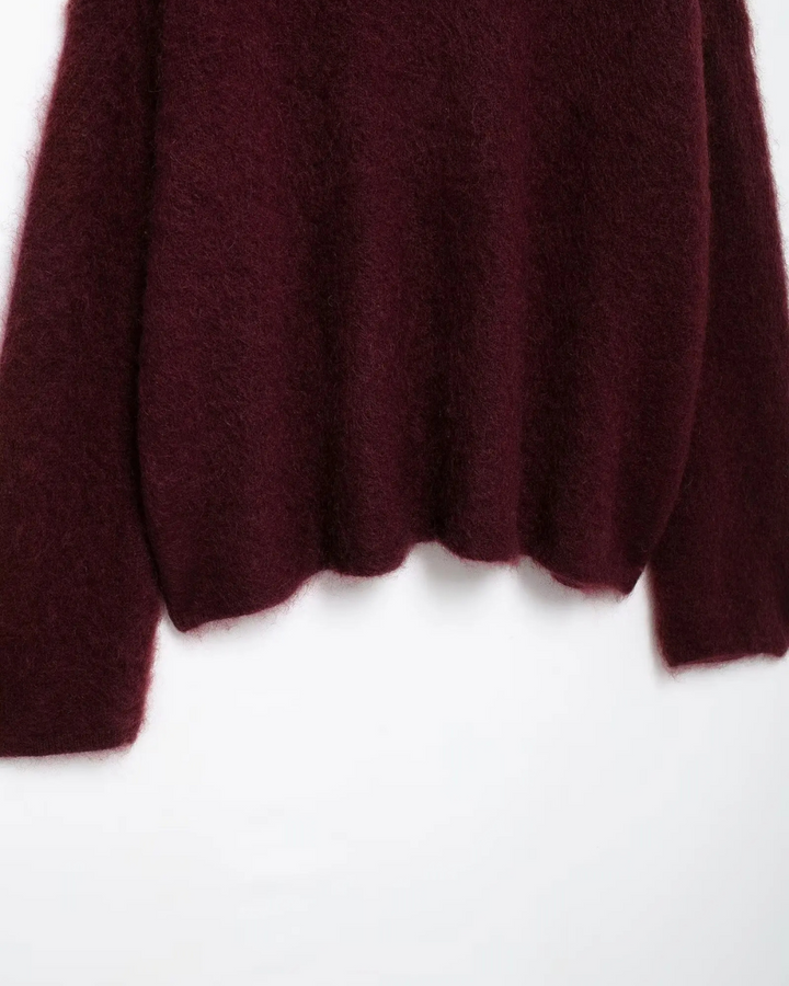 Warme Bordeaux Rode Gebreide Trui voor Dames