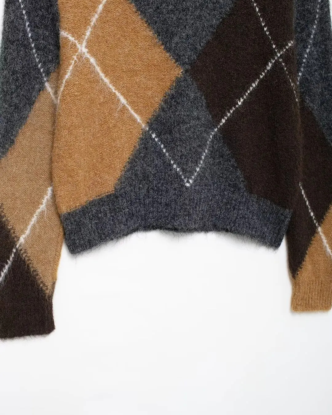 Stijlvolle Geruite Trui met V-hals voor Dames