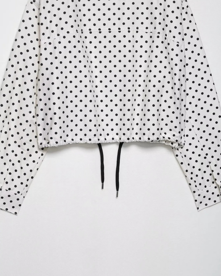 Polka Dot Herfstjas met Rits en Zakken voor Dames