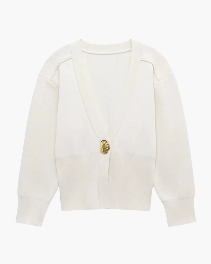 Elegante Gebreid V-hals Vest met Lange Mouwen voor Dames