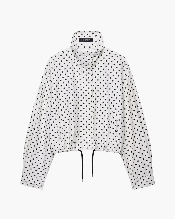 Polka Dot Herfstjas met Rits en Zakken voor Dames