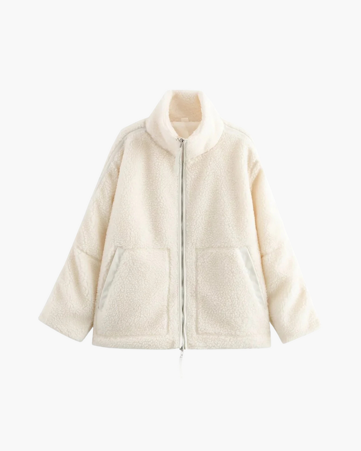 Witte Oversized Teddy Fleece Jas voor Dames