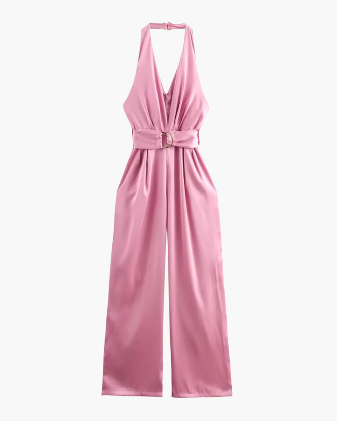 Roze Satijnen Elegante Dames Jumpsuit