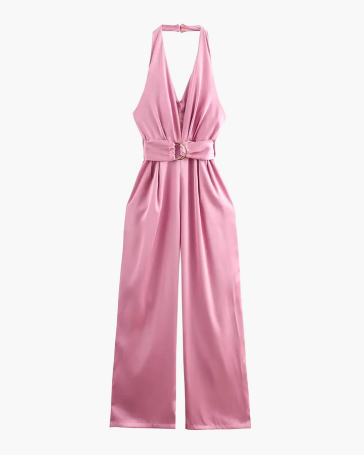 Roze Satijnen Elegante Dames Jumpsuit