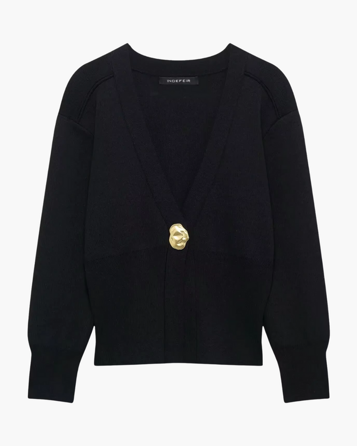 Elegante Gebreid V-hals Vest met Lange Mouwen voor Dames