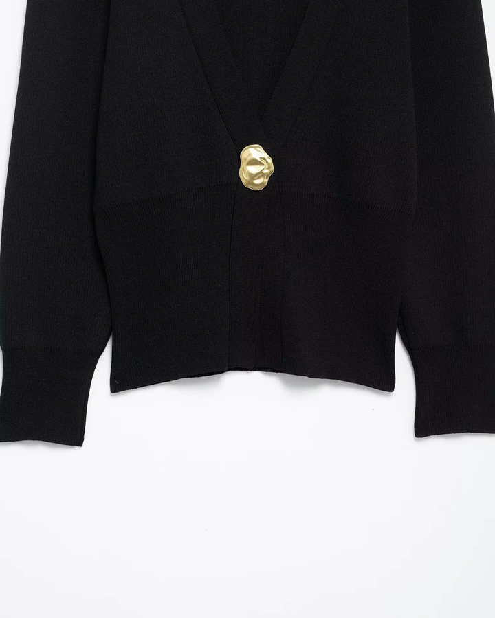 Elegante Gebreid V-hals Vest met Lange Mouwen voor Dames