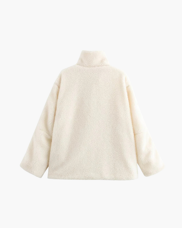 Witte Oversized Teddy Fleece Jas voor Dames