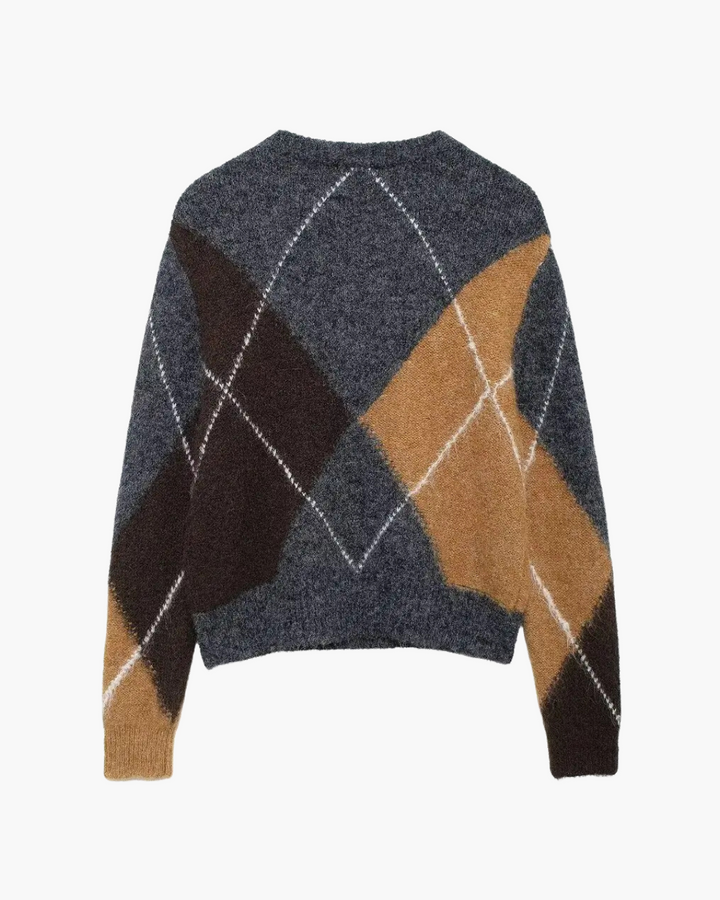 Stijlvolle Geruite Trui met V-hals voor Dames