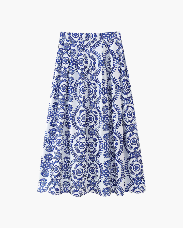 Lange Geplooide Casual Rok met Print voor Dames