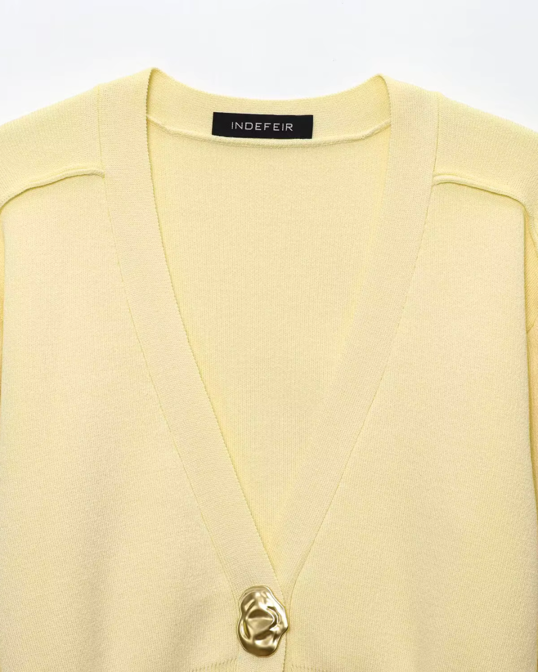 Elegante Gebreid V-hals Vest met Lange Mouwen voor Dames