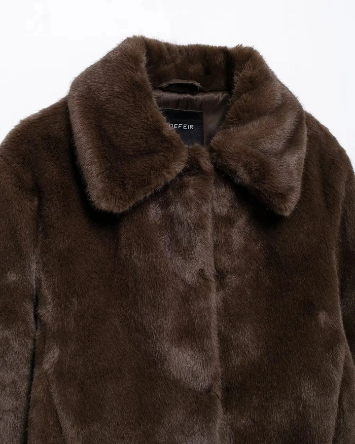Elegante Korte Bruine Nepbont Jas voor Dames