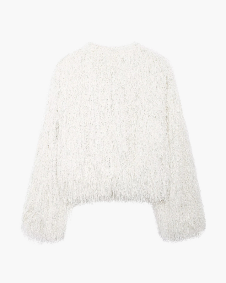 Elegante Cropped Jas van Zacht Pluche Nepbont voor Dames