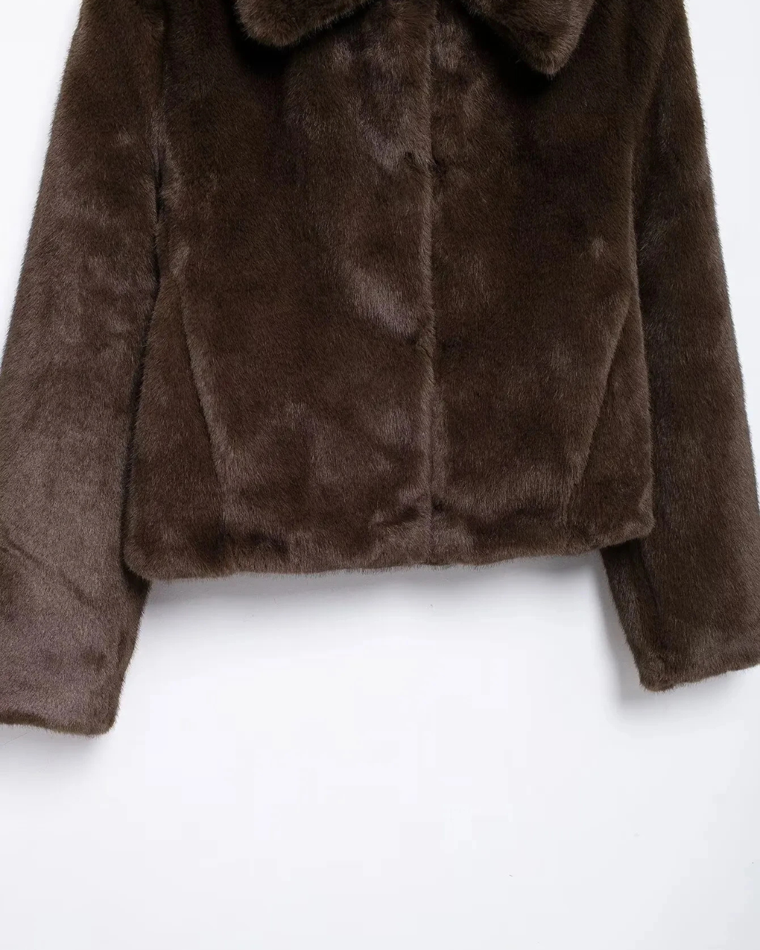 Elegante Korte Bruine Nepbont Jas voor Dames