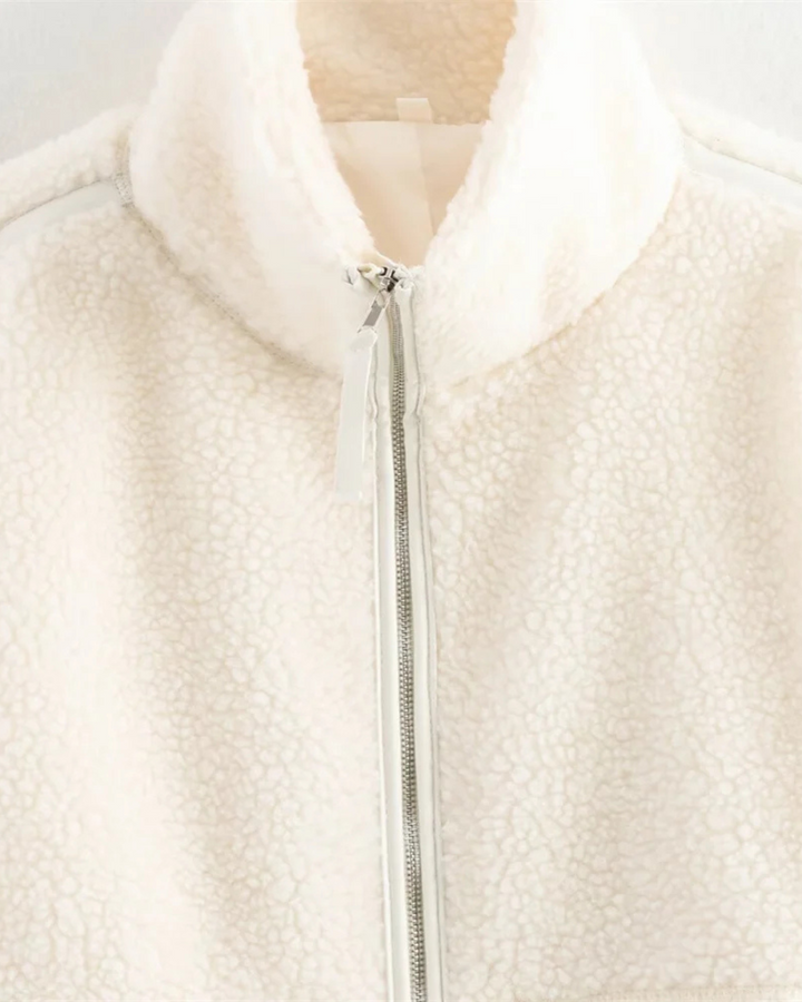 Witte Oversized Teddy Fleece Jas voor Dames