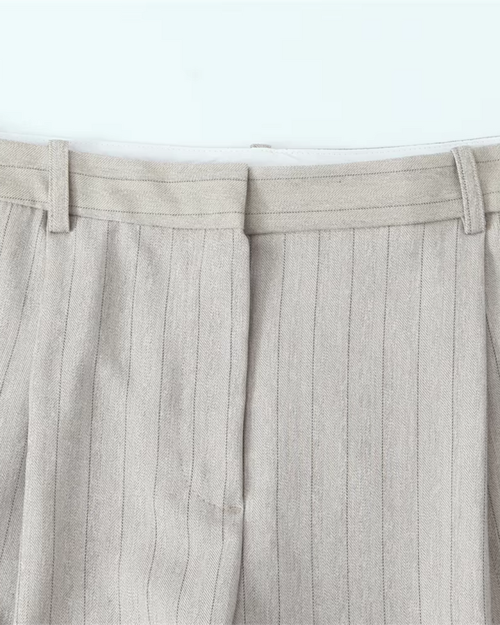 Gestreepte Beige Wijde Pijpen Pantalon voor Dames