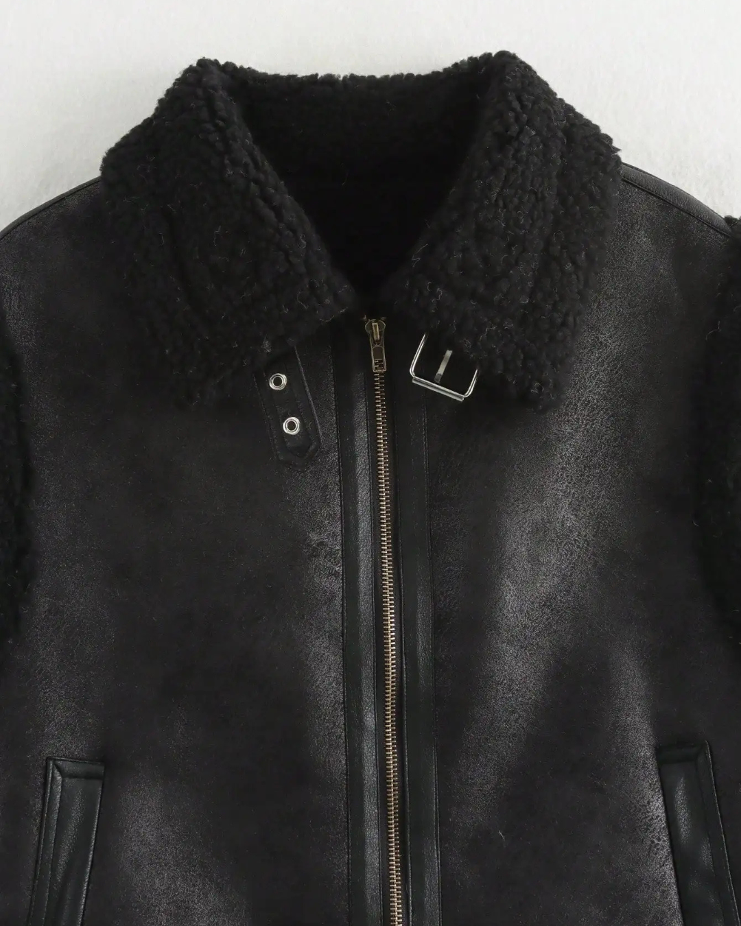 Warme Mouwloze Kunstleren Jas met Fleece voor Dames