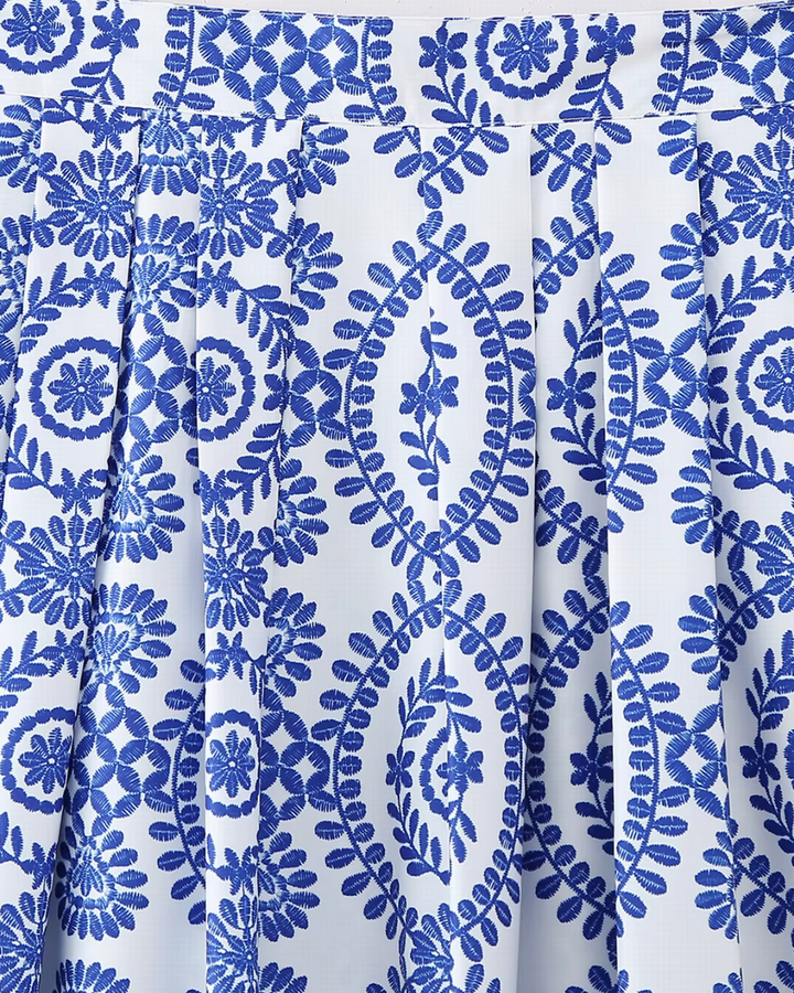 Lange Geplooide Casual Rok met Print voor Dames