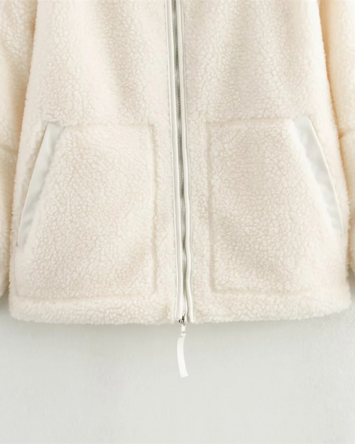 Witte Oversized Teddy Fleece Jas voor Dames