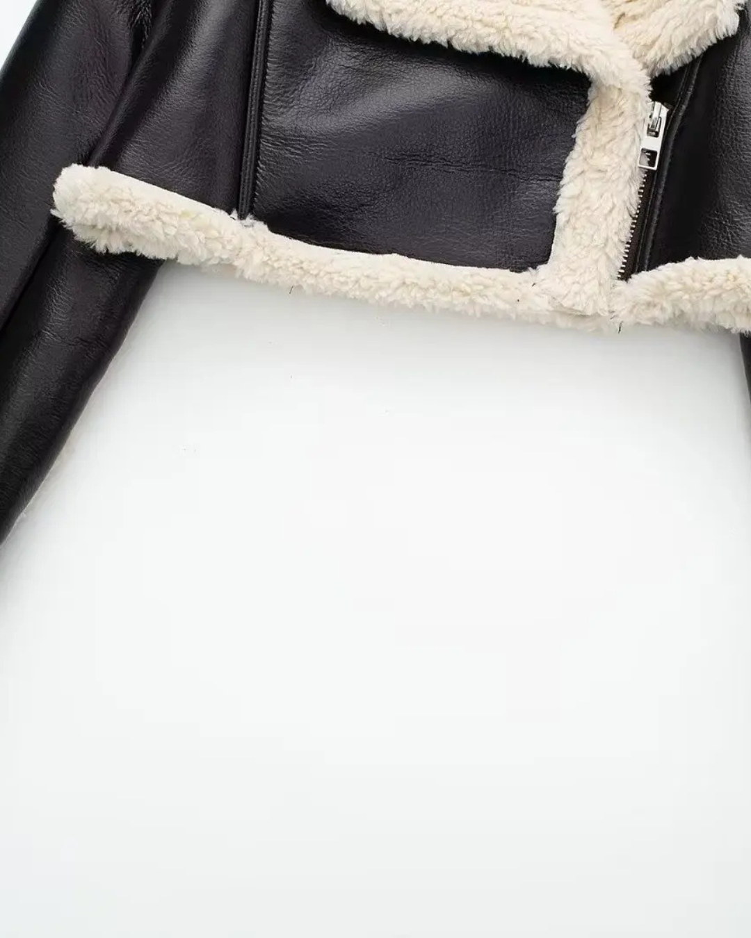 Vintage Kunstleren Herfst Jas met Nepbont voor Dames