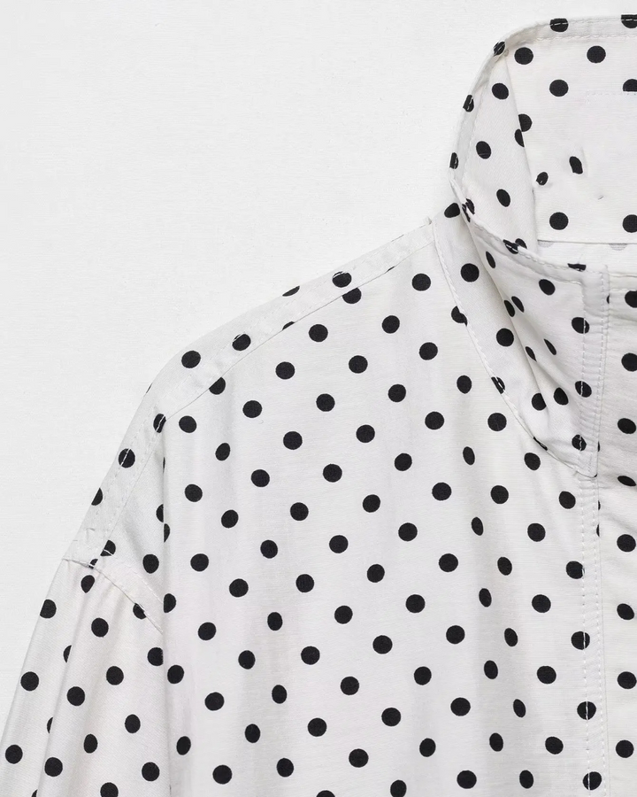 Polka Dot Herfstjas met Rits en Zakken voor Dames