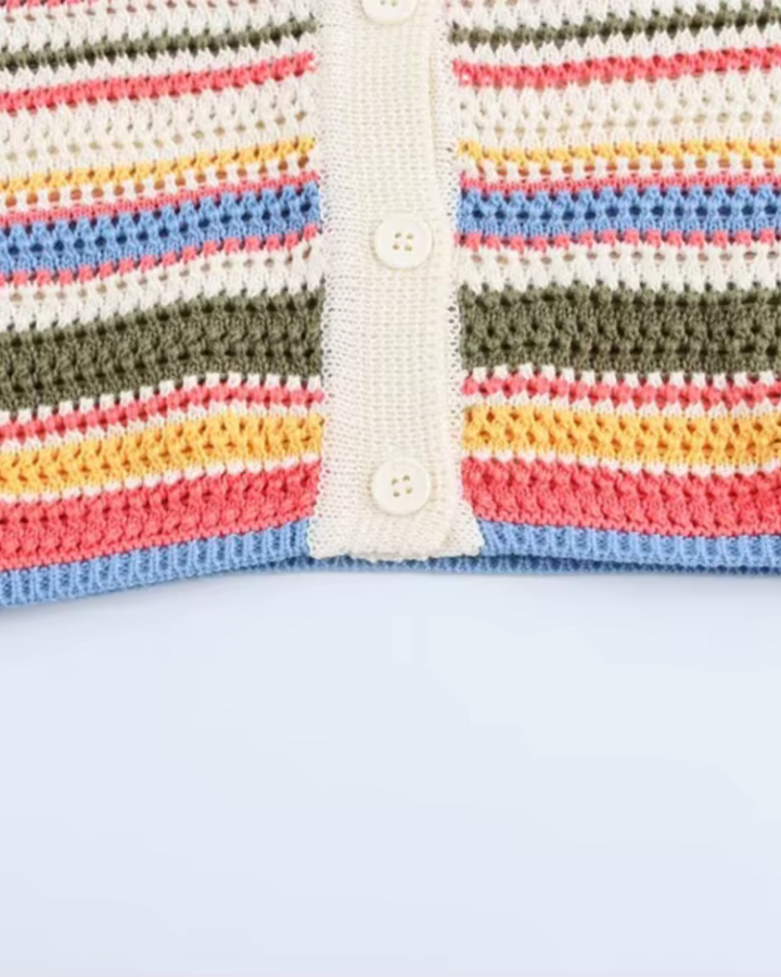 Trendy Gestreepte Gehaakte Crop Trui voor Dames