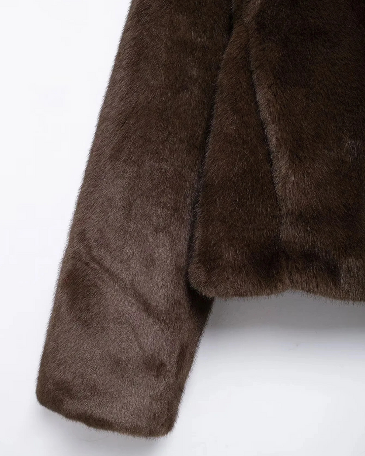 Elegante Korte Bruine Nepbont Jas voor Dames
