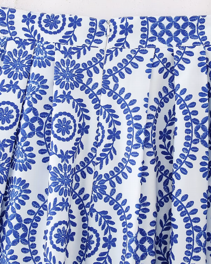 Lange Geplooide Casual Rok met Print voor Dames