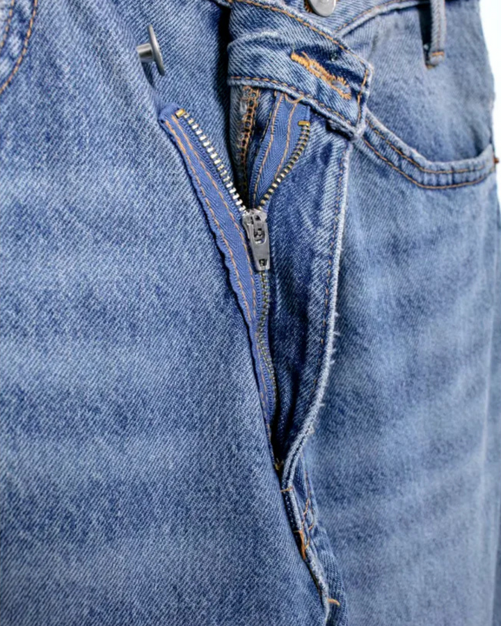 Stijlvolle Wijde Jeans Met Kromme Tailleband voor Dames