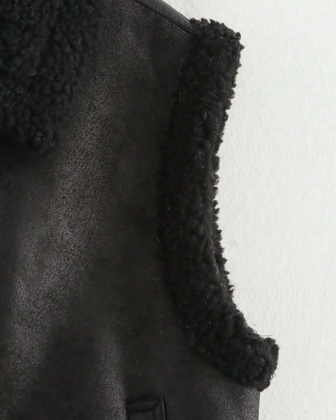 Warme Mouwloze Kunstleren Jas met Fleece voor Dames