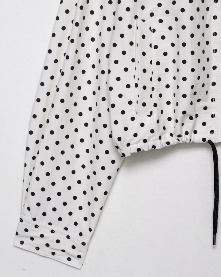 Polka Dot Herfstjas met Rits en Zakken voor Dames