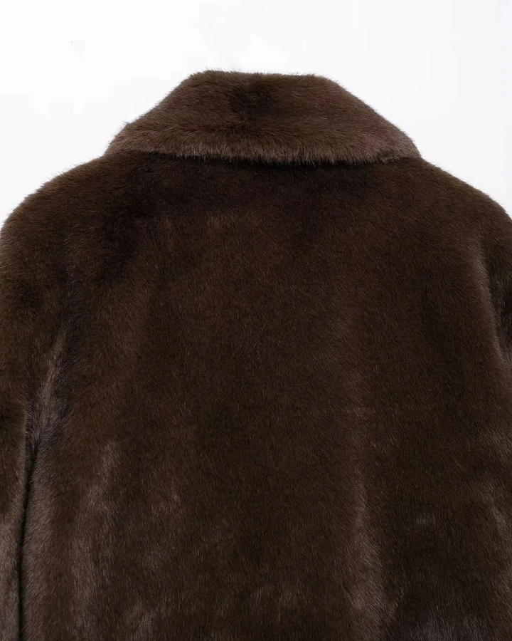 Elegante Korte Bruine Nepbont Jas voor Dames