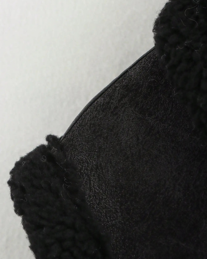 Warme Mouwloze Kunstleren Jas met Fleece voor Dames