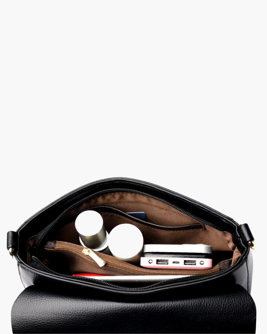 Trendy Zwarte Crossbody Tas van Hoogwaardig PU Leer
