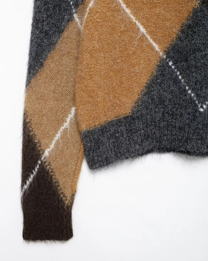 Stijlvolle Geruite Trui met V-hals voor Dames