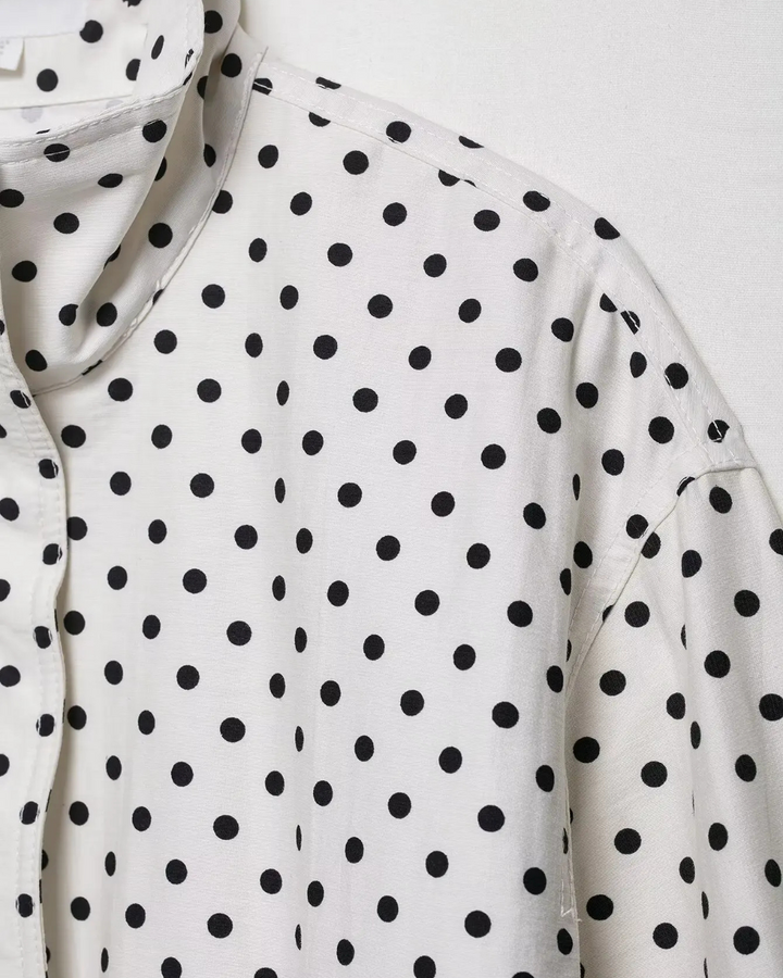 Polka Dot Herfstjas met Rits en Zakken voor Dames