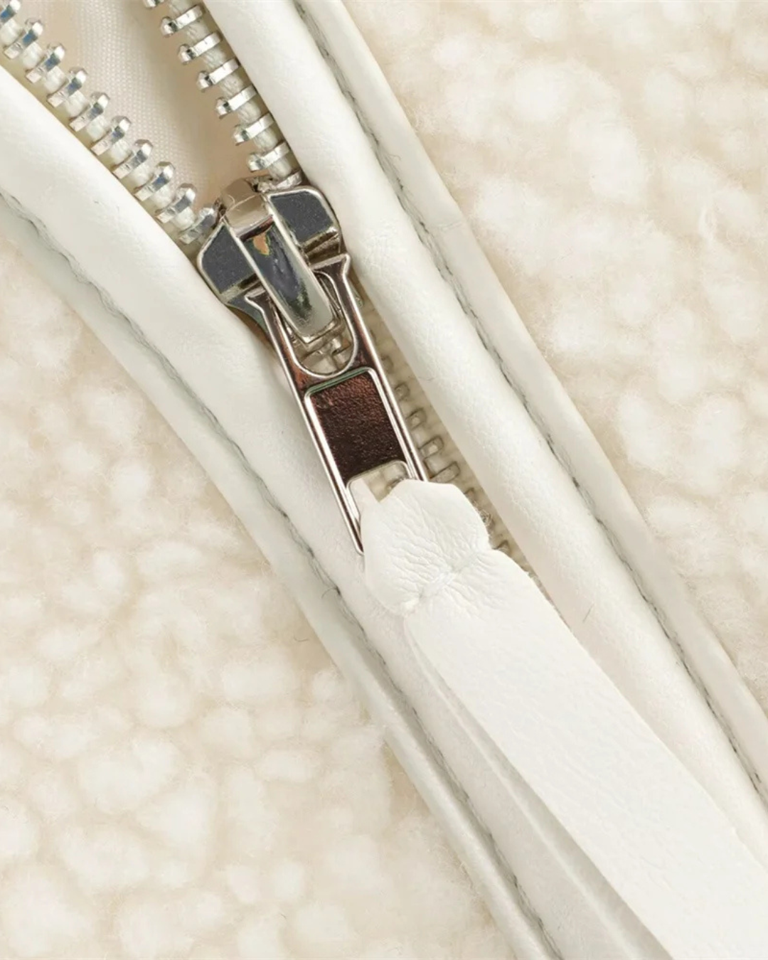 Witte Oversized Teddy Fleece Jas voor Dames