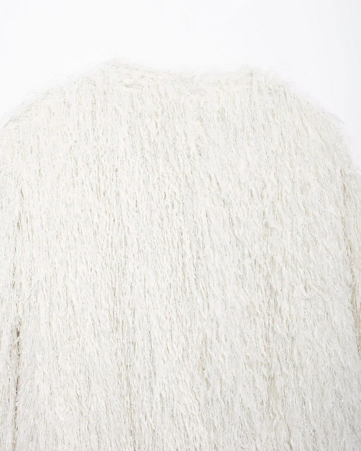 Elegante Cropped Jas van Zacht Pluche Nepbont voor Dames