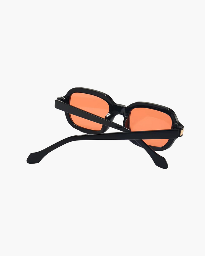 Vintage Vierkante Oranje Vrouwen Zonnebril Met Zwarte Montuur