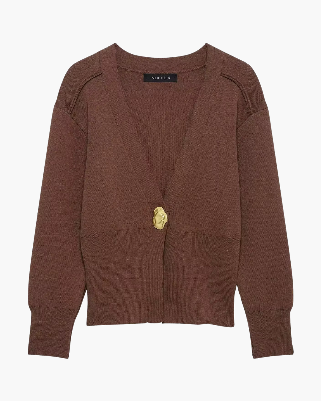 Elegante Gebreid V-hals Vest met Lange Mouwen voor Dames