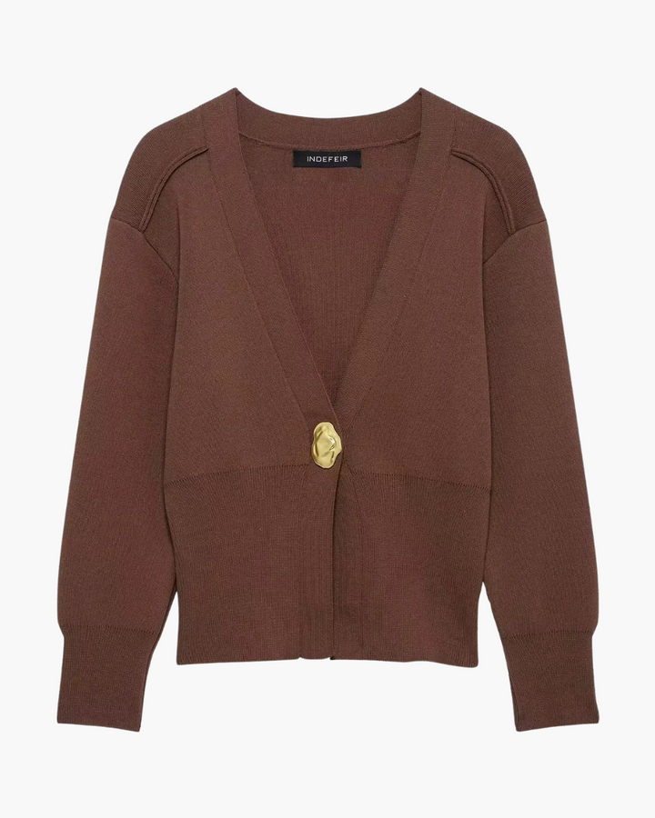 Elegante Gebreid V-hals Vest met Lange Mouwen voor Dames