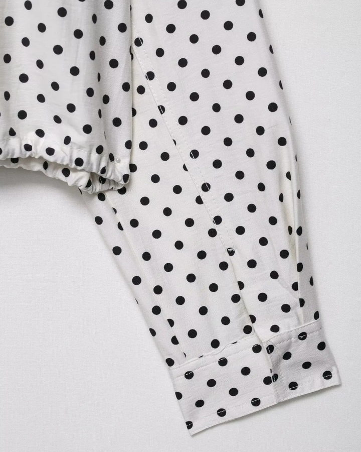 Polka Dot Herfstjas met Rits en Zakken voor Dames