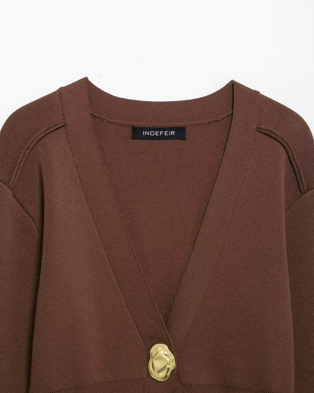 Elegante Gebreid V-hals Vest met Lange Mouwen voor Dames