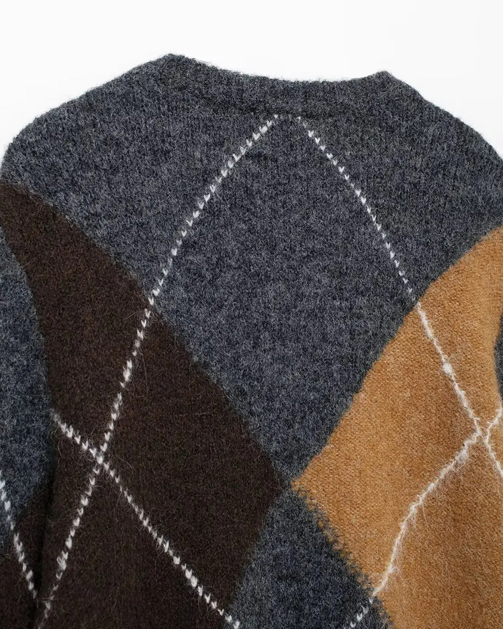 Stijlvolle Geruite Trui met V-hals voor Dames