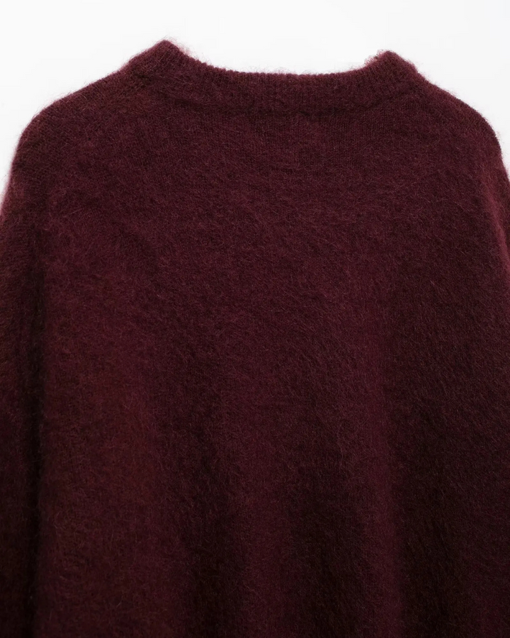 Warme Bordeaux Rode Gebreide Trui voor Dames